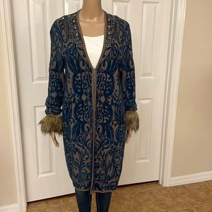 CHICO’S LADIES LONG BEADED SWEATER COAT